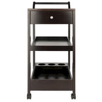 Servierwagen mit Weinregal und zwei Schubladen in Espresso-Ausführung - 18.03 x 26.77 x 37.24 in.