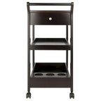Servierwagen mit Weinregal und zwei Schubladen in Espresso-Ausführung - 18.03 x 26.77 x 37.24 in.