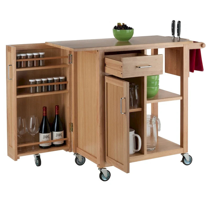 Praktischer Küchenwagen in Naturholzoptik - 42.52 x 18.98 x 35.63 Zoll