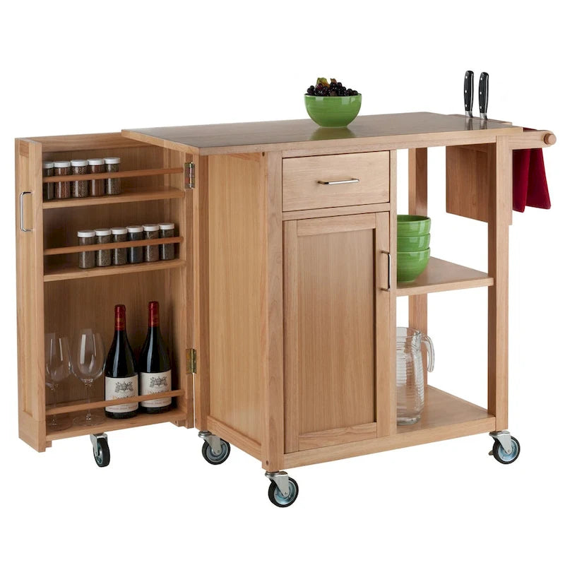 Praktischer Küchenwagen in Naturholzoptik - 42.52 x 18.98 x 35.63 Zoll
