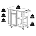 Praktischer Küchenwagen in Naturholzoptik - 42.52 x 18.98 x 35.63 Zoll