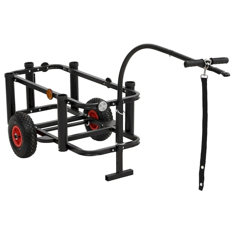Fishing Trolley in Black Steel - 34.3 x 14.6 x 32.3 in.