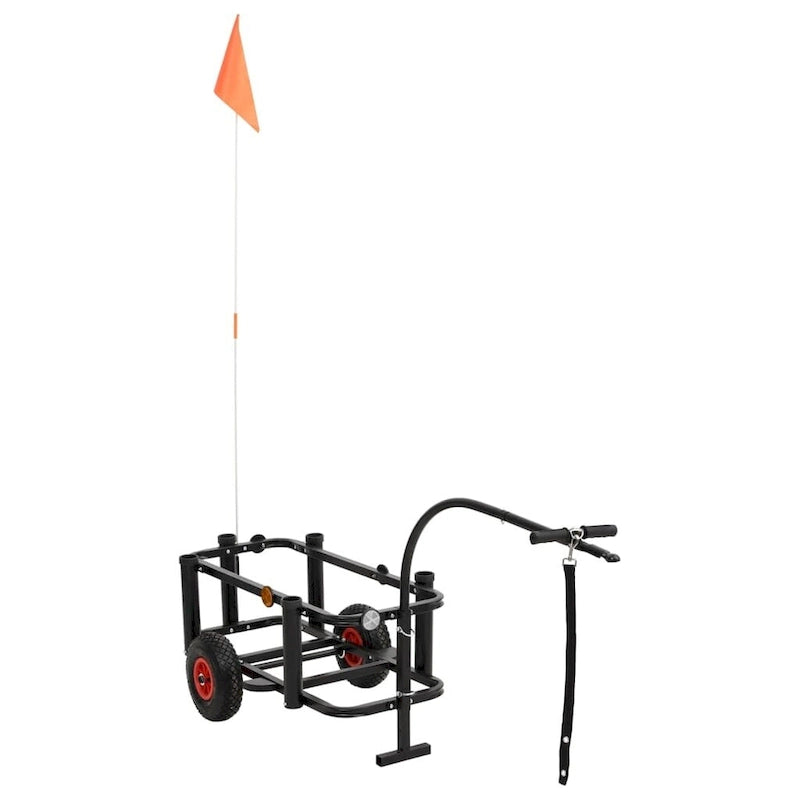 Fishing Trolley in Black Steel - 34.3 x 14.6 x 32.3 in.