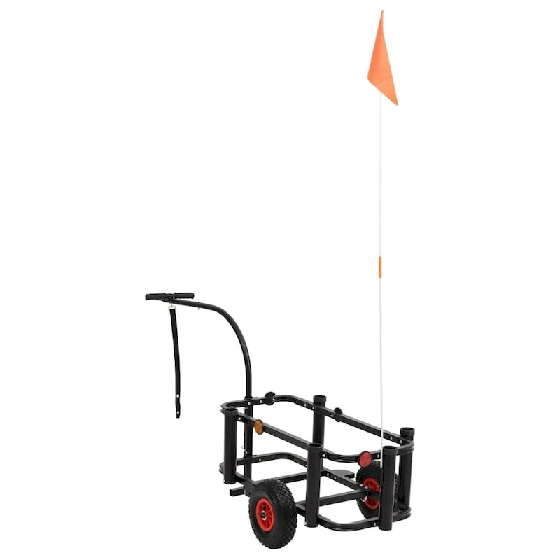 Fishing Trolley in Black Steel - 34.3 x 14.6 x 32.3 in.