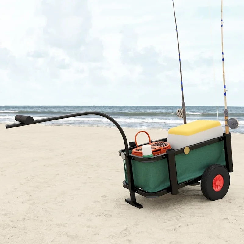 Fishing Trolley in Black Steel - 34.3 x 14.6 x 32.3 in.