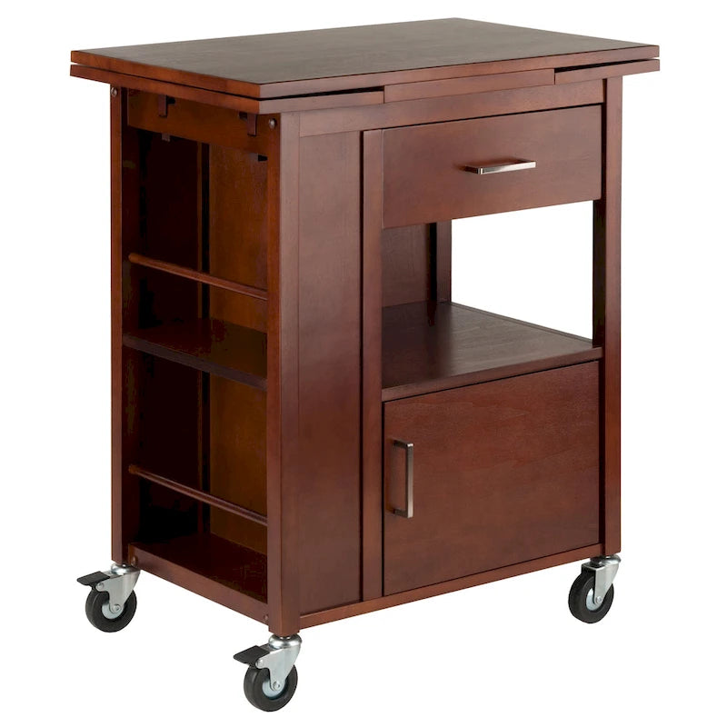 Gregory Extendable Top Kitchen Cart, Walnut - 27.56 x 18.35 x 33.46 inches