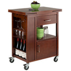 Extendable Top Kitchen Cart in Walnut Finish - 27.56 x 18.35 x 33.46 in.