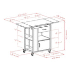 Extendable Top Kitchen Cart in Walnut Finish - 27.56 x 18.35 x 33.46 in.
