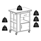 Extendable Top Kitchen Cart in Walnut Finish - 27.56 x 18.35 x 33.46 in.
