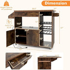 Rolling Kitchen Cart with Drop Leaf and Power Outlet