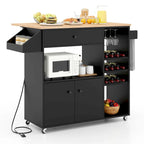 Rolling Kitchen Cart with Drop Leaf and Power Outlet