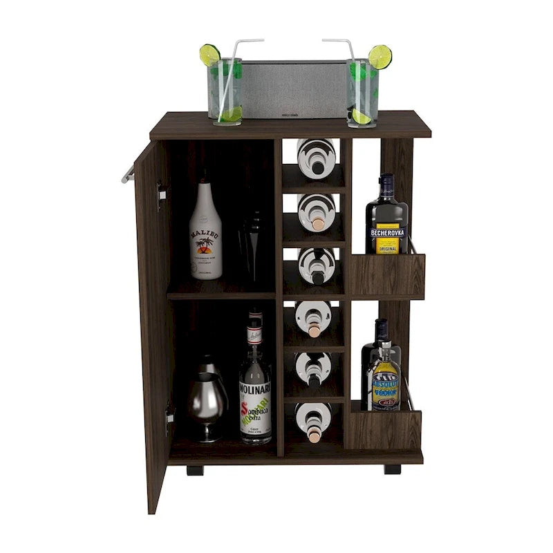 Bar Cart with Four Casters for Kitchen, Party and Living Room
