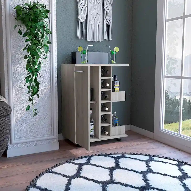 Bar Cart with Four Casters for Kitchen, Party and Living Room