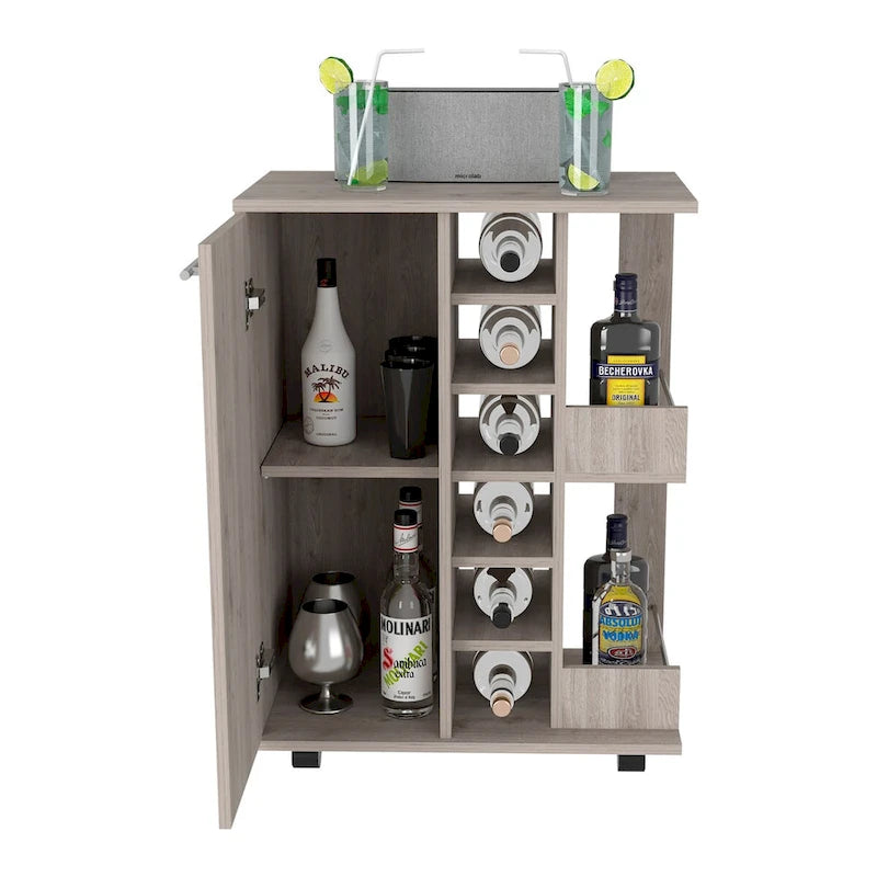 Bar Cart with Four Casters for Kitchen, Party and Living Room