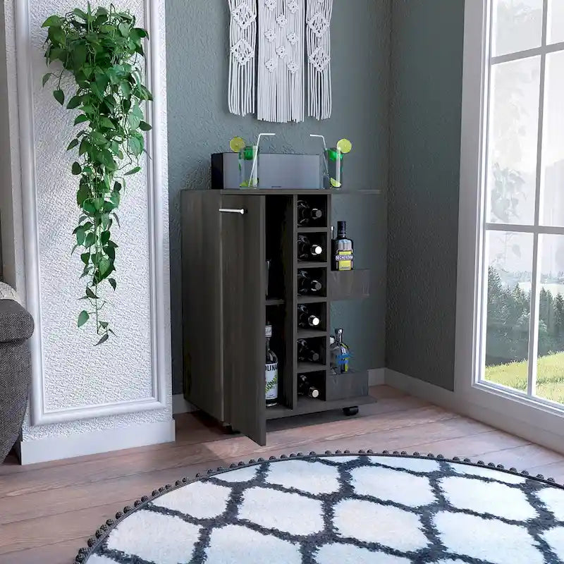 Bar Cart with Four Casters for Kitchen, Party and Living Room