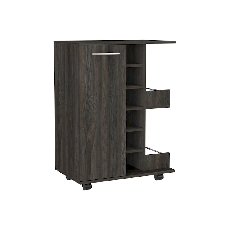 Bar Cart with Four Casters for Kitchen, Party and Living Room