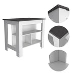 3-Shelf Kitchen Island in White and Onyx