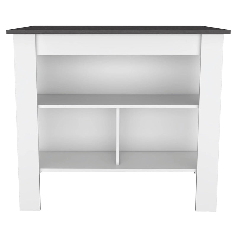 3-Shelf Kitchen Island in White and Onyx