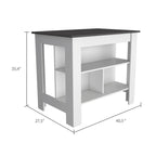 3-Shelf Kitchen Island in White and Onyx