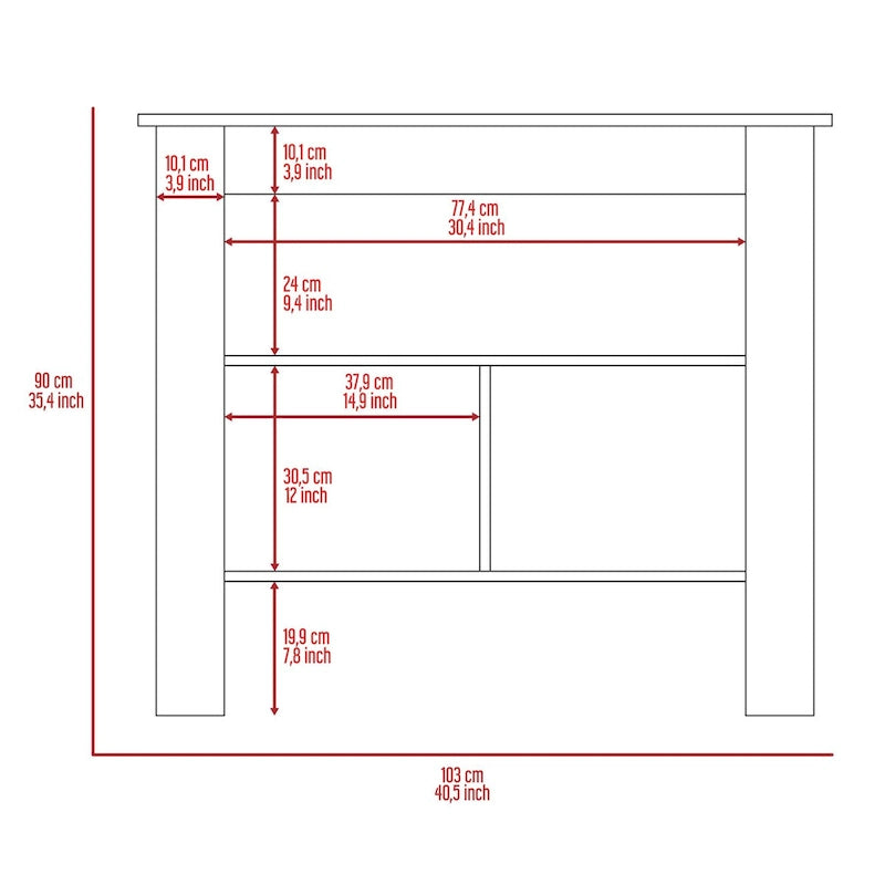 3-Shelf Kitchen Island in White and Onyx