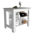 3-Shelf Kitchen Island in White and Onyx