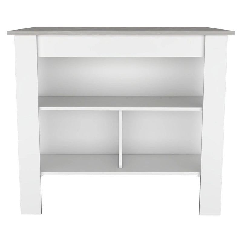 3-Shelf Kitchen Island in White and Onyx