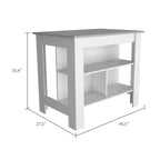 3-Shelf Kitchen Island in White and Onyx