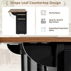 53.7 in. Farmhouse Kitchen Island with Power Outlets and 2 Sliding Barn Doors