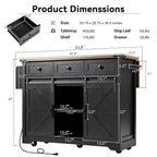 53.7 in. Farmhouse Kitchen Island with Power Outlets and 2 Sliding Barn Doors