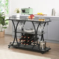 Industrial Bar and Serving Cart with Wheels and 3 Storage Shelves
