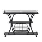 Industrial Bar and Serving Cart with Wheels and 3 Storage Shelves