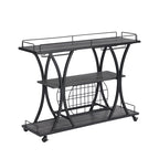 Industrial Bar and Serving Cart with Wheels and 3 Storage Shelves