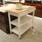 MDF Kitchen Cart with Two Lockable Wheels