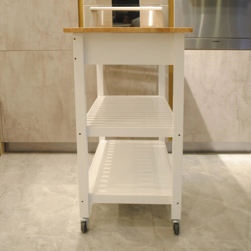 MDF Kitchen Cart with Two Lockable Wheels
