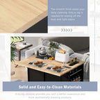 Kitchen Island with Power Outlet, Drop Leaf, Rubber Wood Storage and Wine Rack