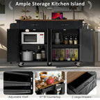 Îlot de cuisine de 136 cm style ferme avec prise électrique, abattant, étagère à épices et tiroir
