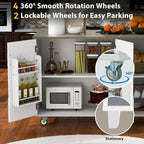 51 in. W Kitchen Island with Retro Drop-Leaf Countertop on 4 Wheels, Internal Storage Rack and Towel Rack