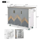51 in. W Kitchen Island with Retro Drop-Leaf Countertop on 4 Wheels, Internal Storage Rack and Towel Rack