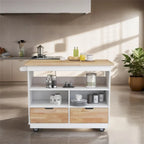 Two-Sided Rolling Kitchen Island Cart with Storage