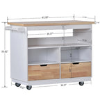 Two-Sided Rolling Kitchen Island Cart with Storage