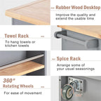 Two-Sided Rolling Kitchen Island Cart with Storage