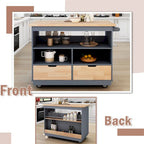 Two-Sided Rolling Kitchen Island Cart with Storage