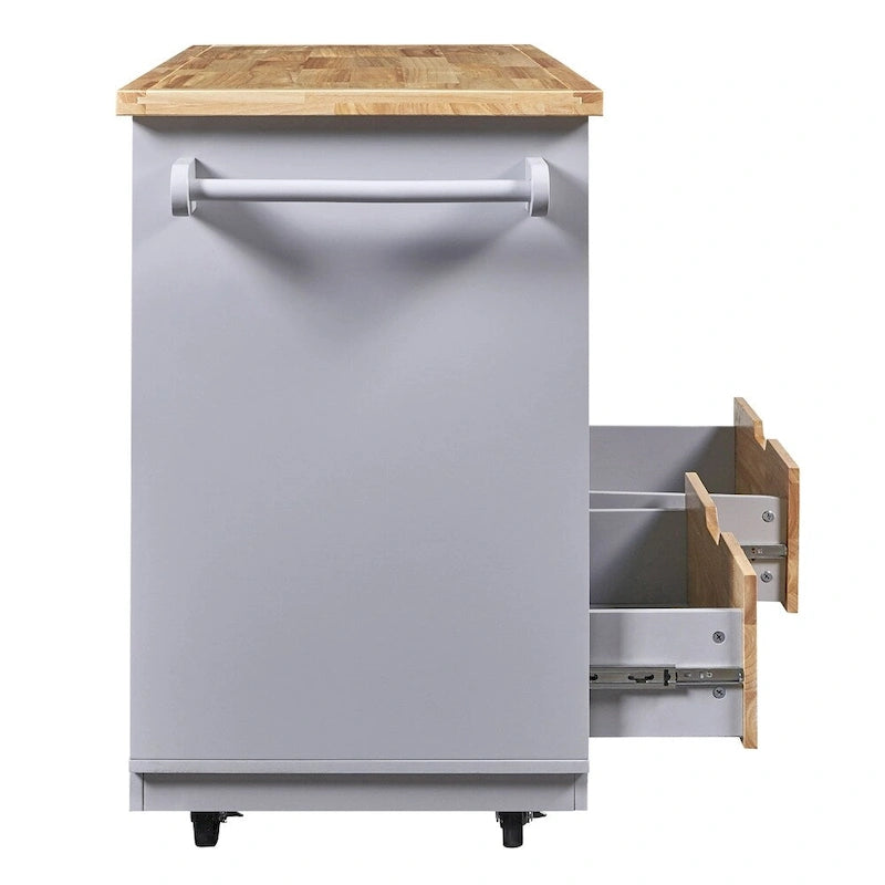 Two-Sided Rolling Kitchen Island Cart with Storage