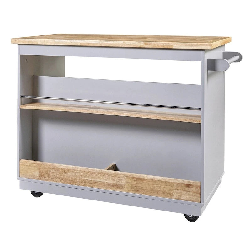 Two-Sided Rolling Kitchen Island Cart with Storage