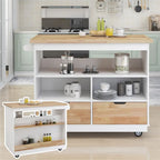 Two-Sided Rolling Kitchen Island Cart with Storage