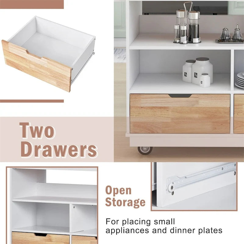 Two-Sided Rolling Kitchen Island Cart with Storage