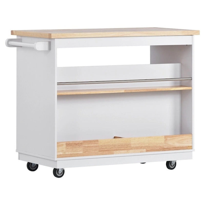 Two-Sided Rolling Kitchen Island Cart with Storage