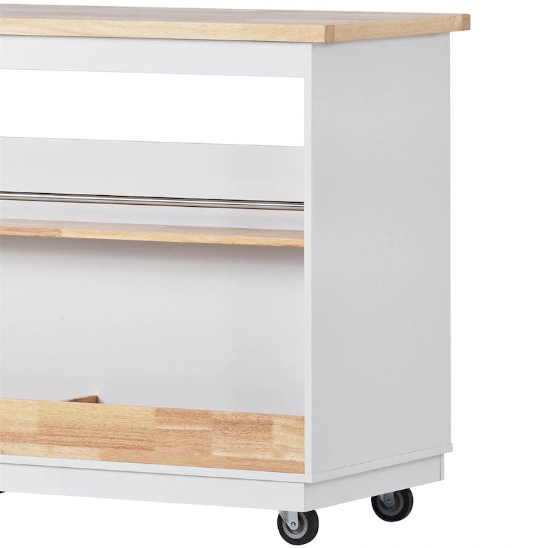 Two-Sided Rolling Kitchen Island Cart with Storage