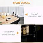 Mobile Kitchen Island with Drop Leaf, Wheels, Storage and Towel Rack