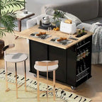 Multifunktionaler Küchenwagen mit Steckdose, offenem Stauraum und Weinregal - 40 x 34 Zoll